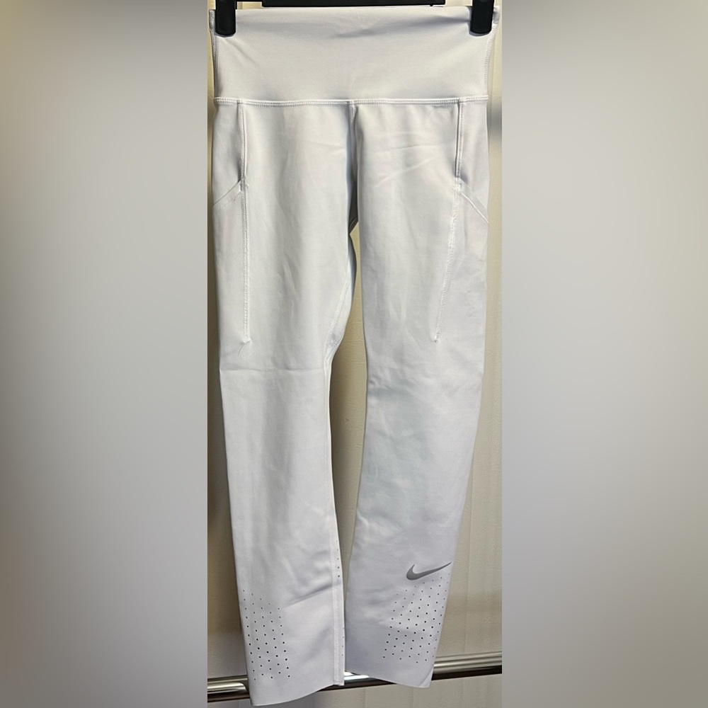 Nike White Women's Leggings with Reflective Swoosh